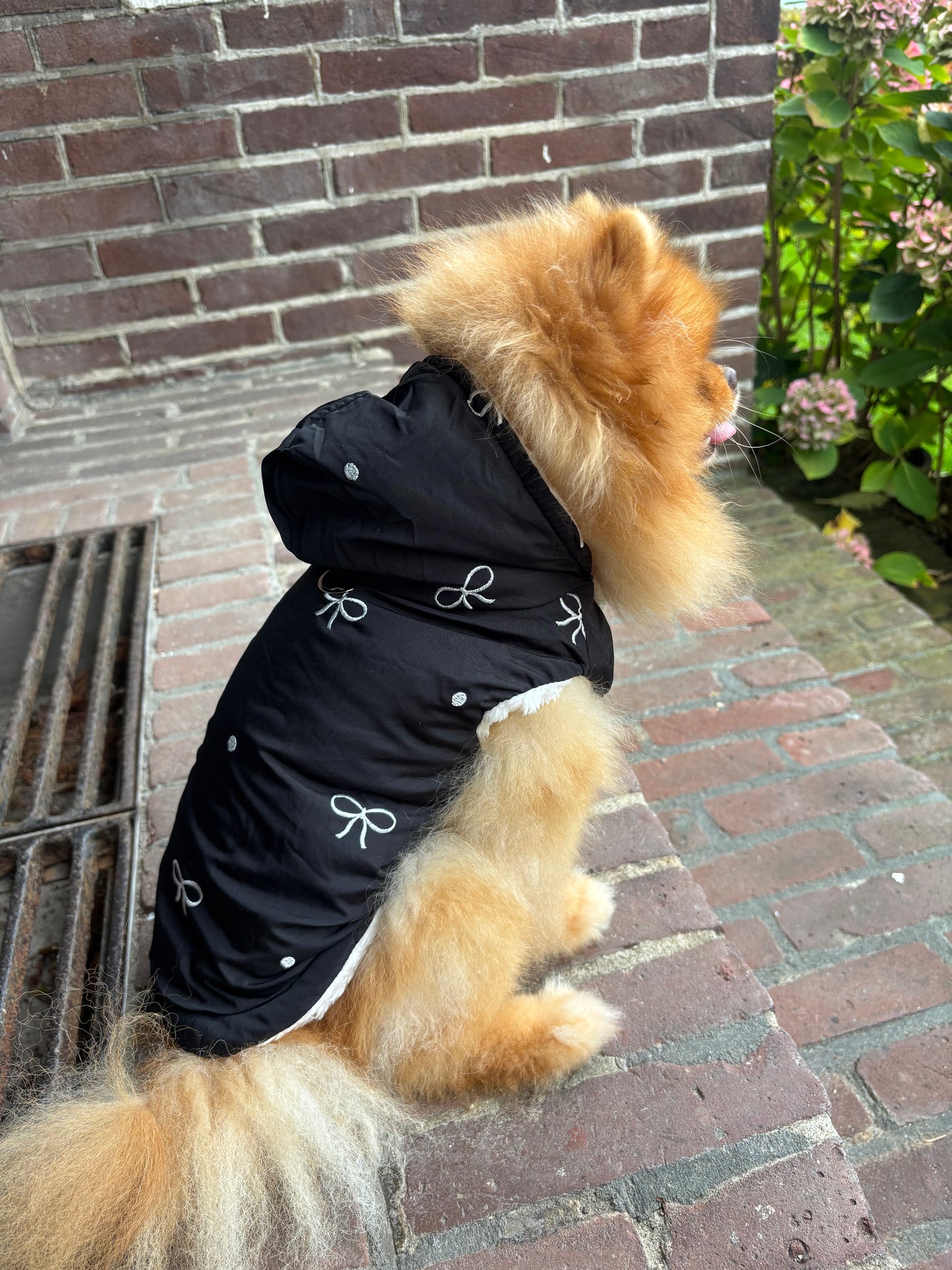 Zachte bodywarmer met geborduurde strikjes - Zwart