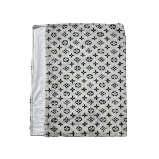 Soft blanket with gray print