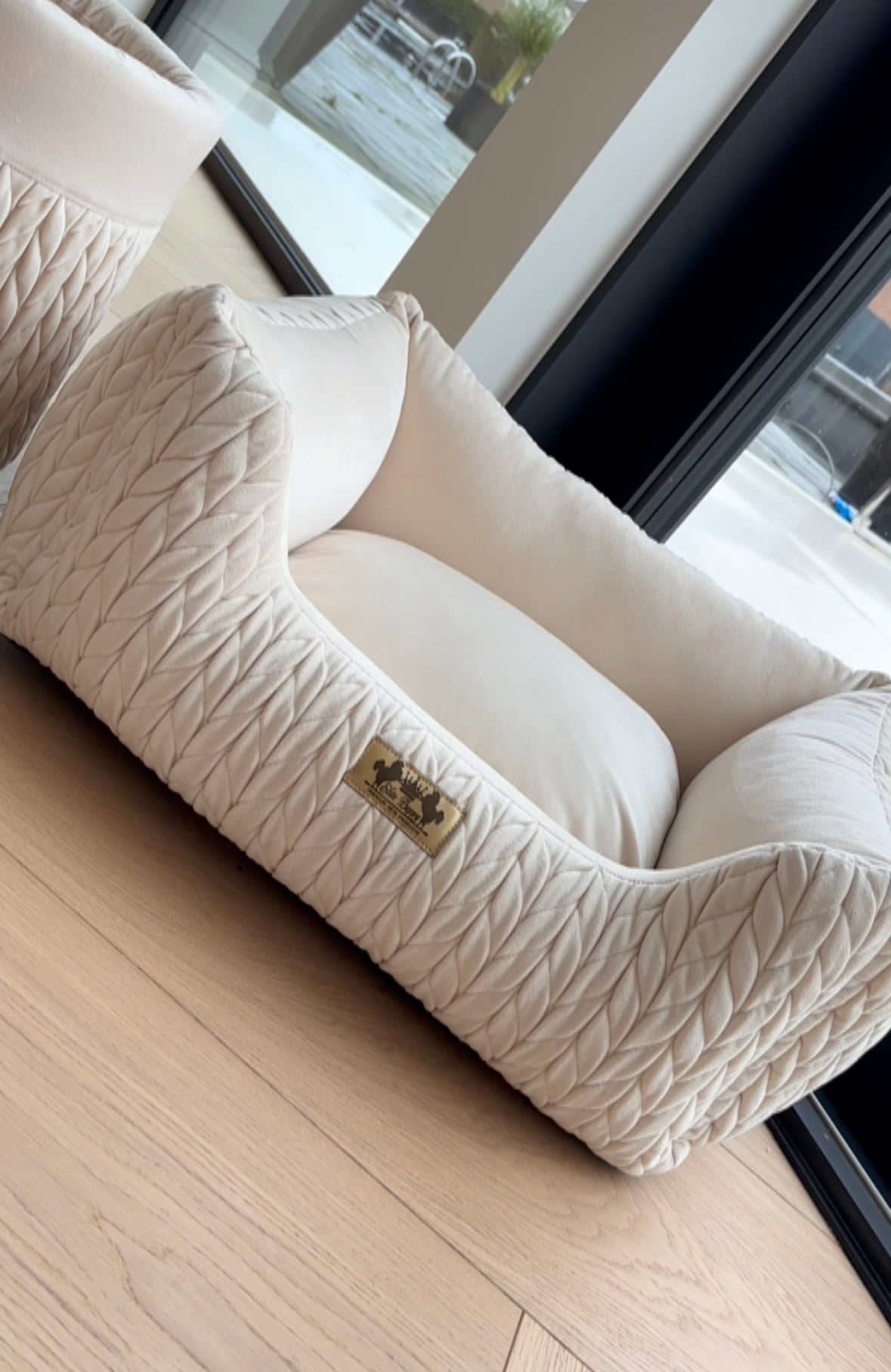 Hondenmand Athena Velours creme wit