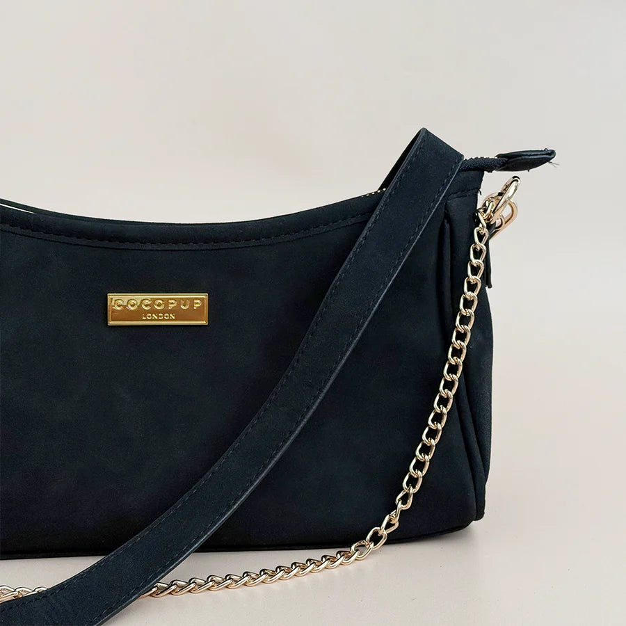 Cocopup London - Suede uitlaat tas zwart