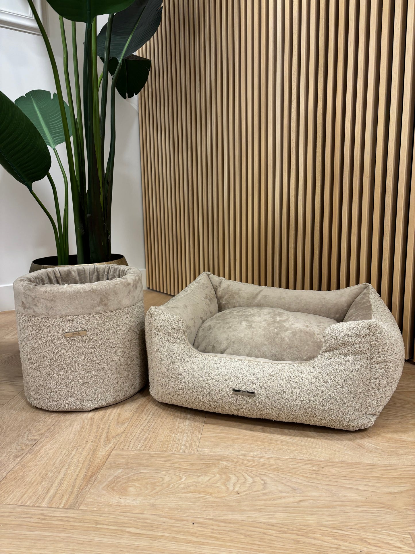 Set mand met speelgoedbox beige