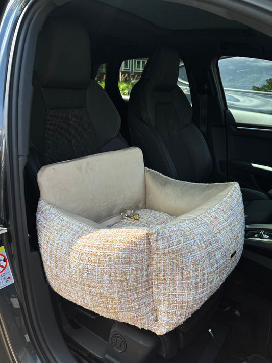 Autostoel - Tweed beige roze