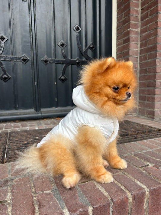 Zachte bodywarmer met geborduurde strikjes - Wit