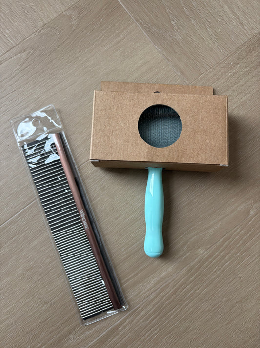 Windare set blauw - Slicker borstel & kam