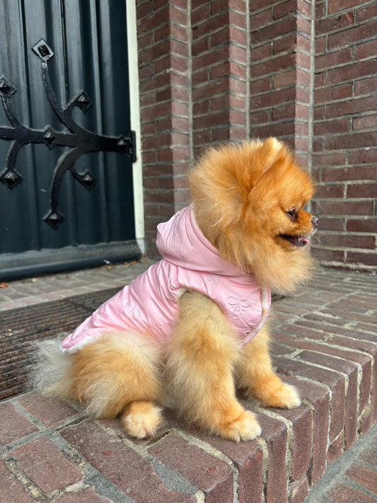 Zachte bodywarmer met geborduurde strikjes - Roze