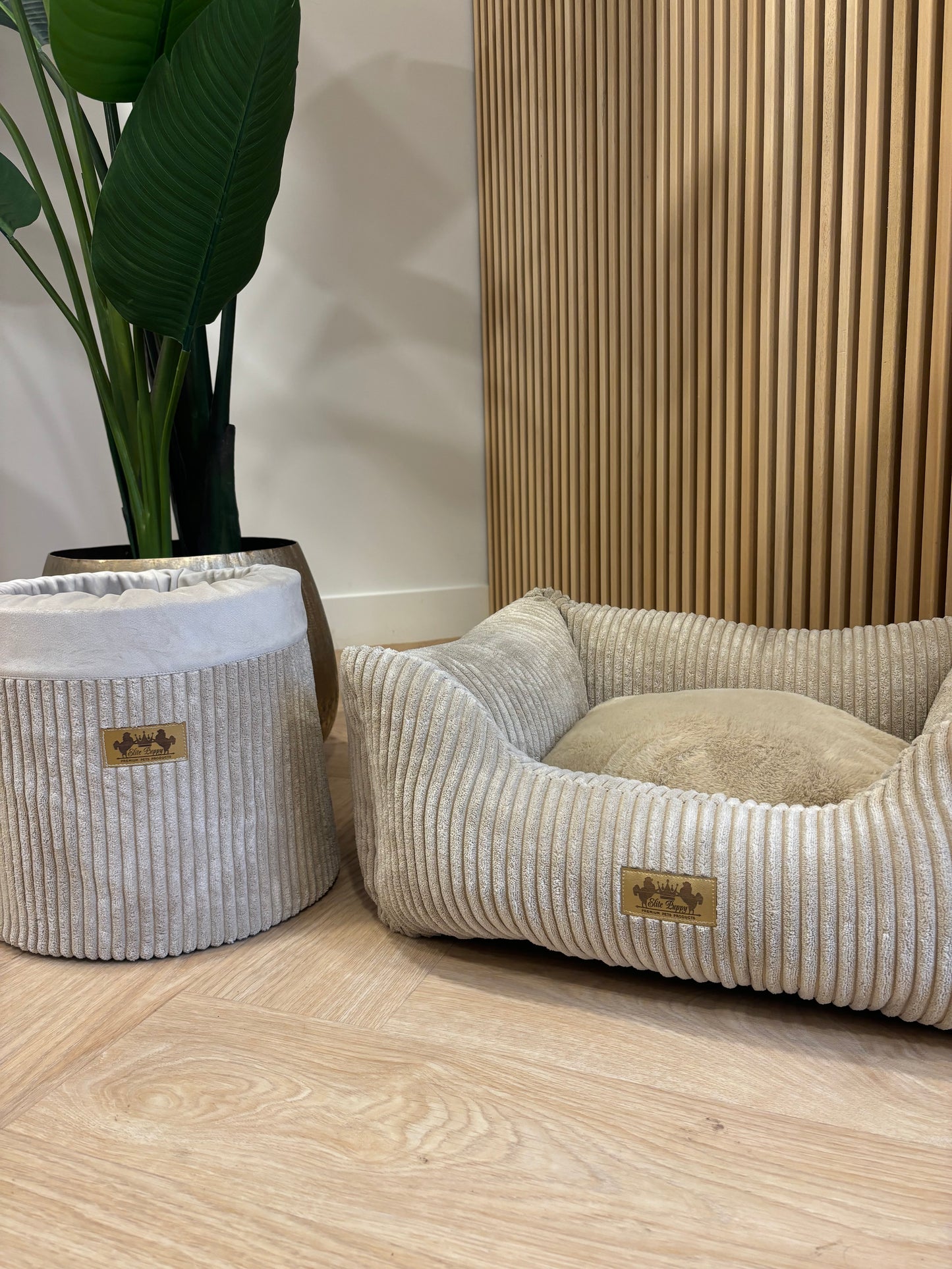 Dog bed beige corduroy