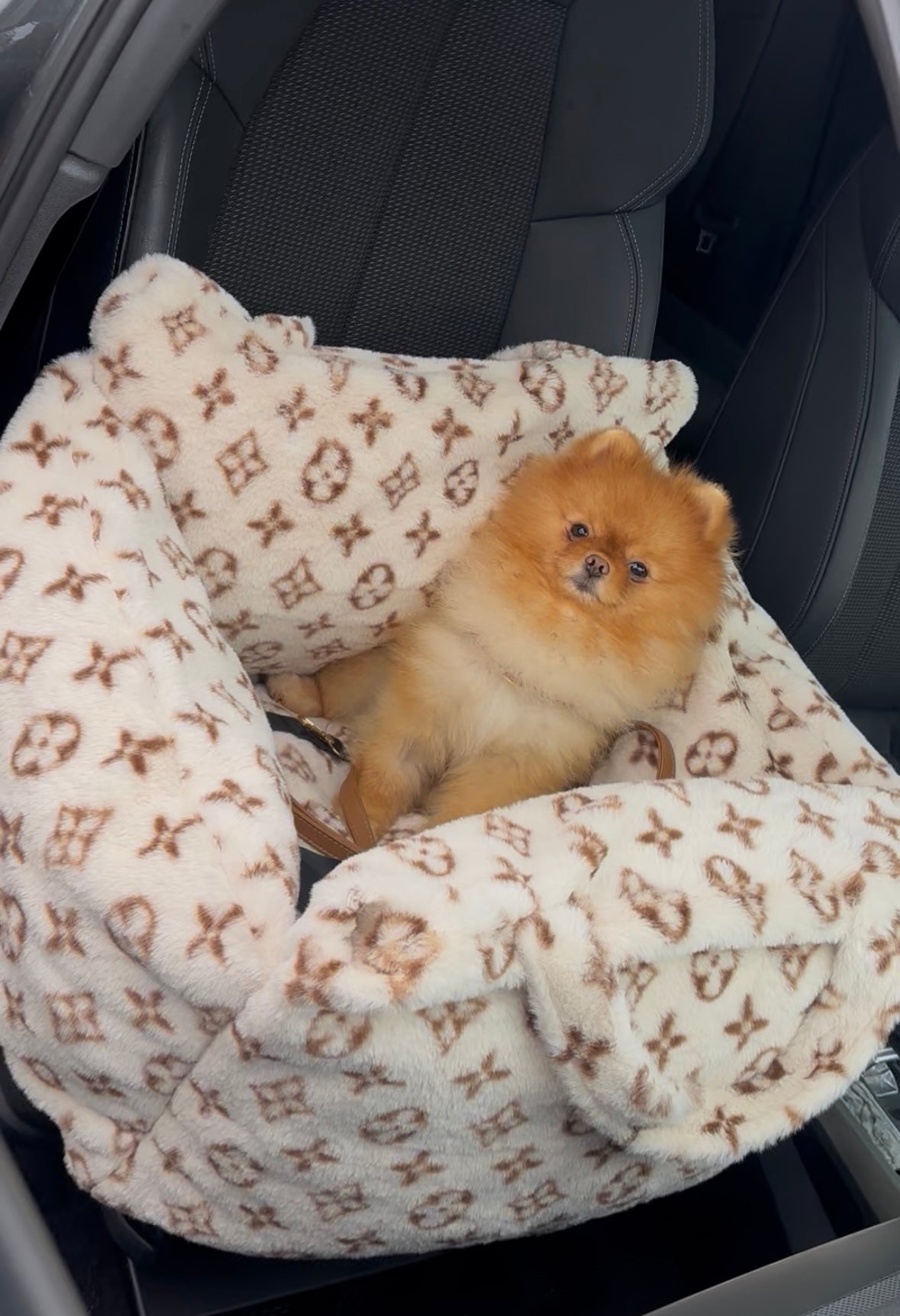 Zachte autostoel met handvaten - Creme