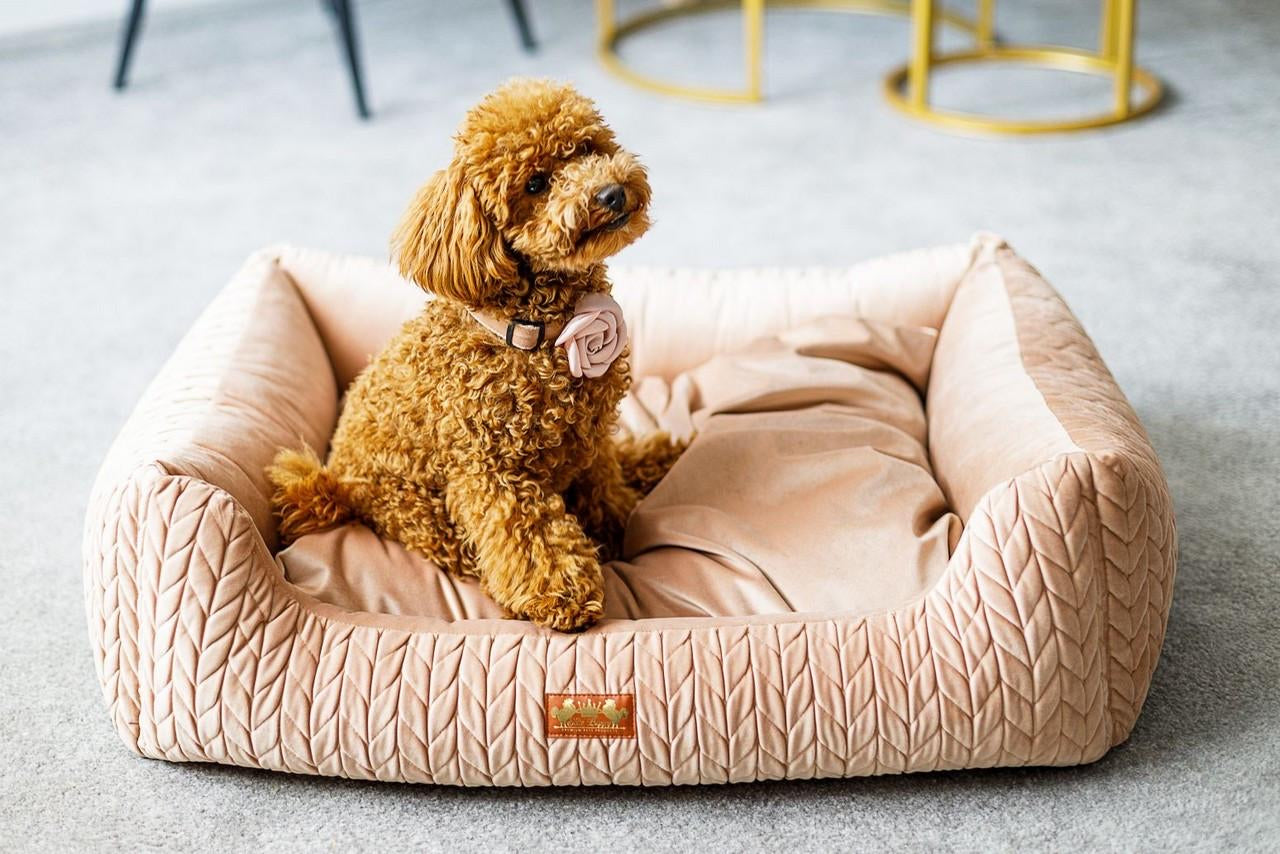 Dog bed velvet pink