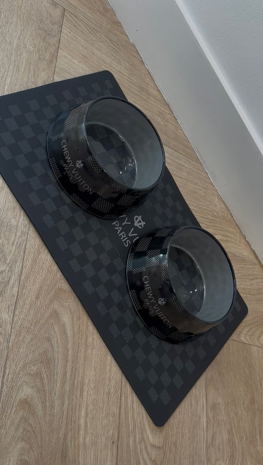 Chewy Vuiton - Voer/drinkbak set Medium Zwart