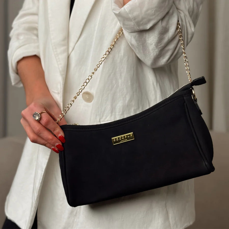 Cocopup London - Suede uitlaat tas zwart