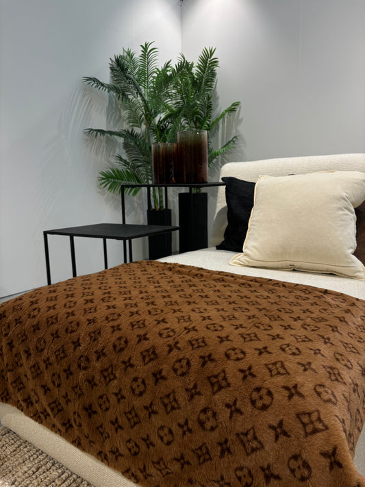 Soft blanket with brown print