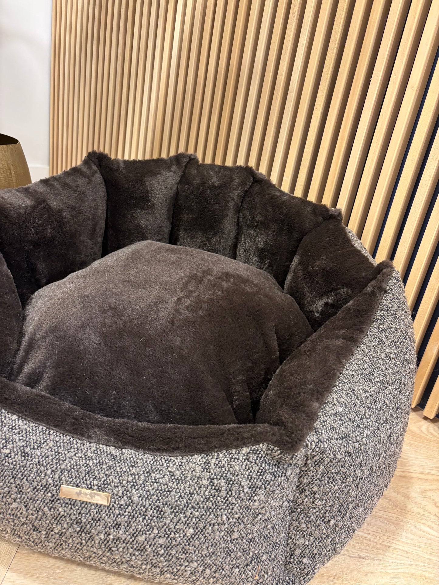 Set Shell mand Bouclé & speelgoed box - Bruin Fur