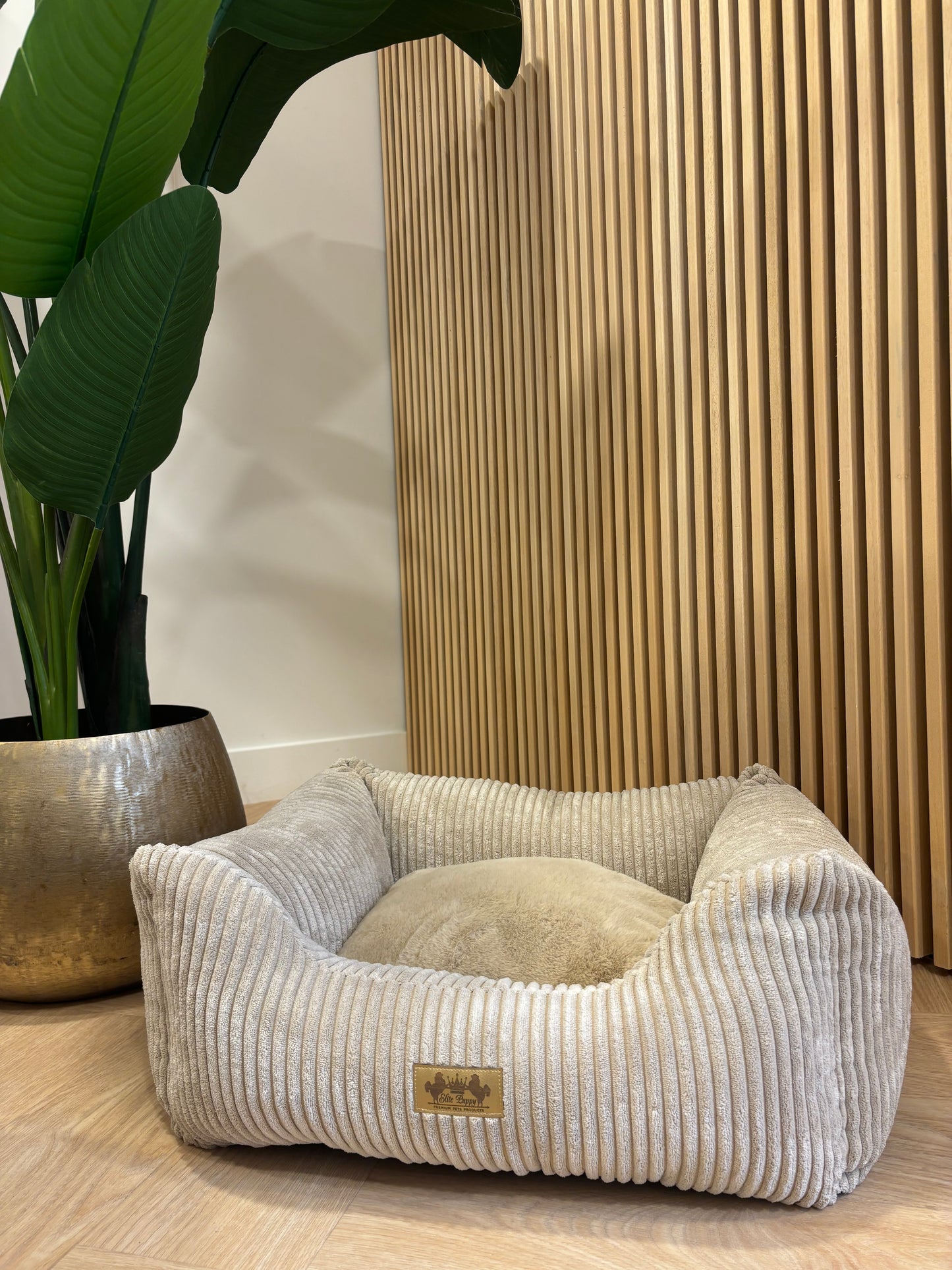 Dog bed beige corduroy