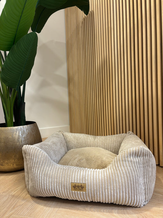 Dog bed beige corduroy