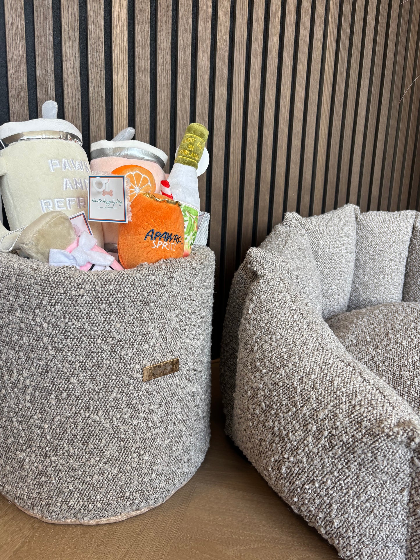 Set Mand Shell met speelgoedbox - Bouclé Taupe