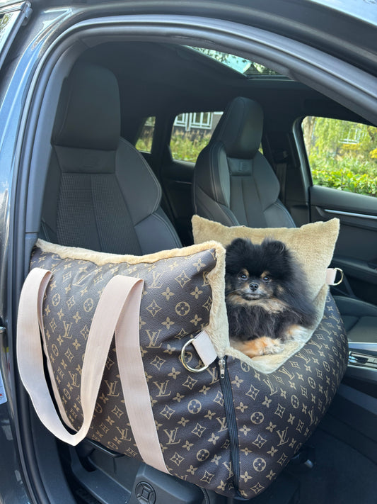 Autostoel - LV bruin leatherlook