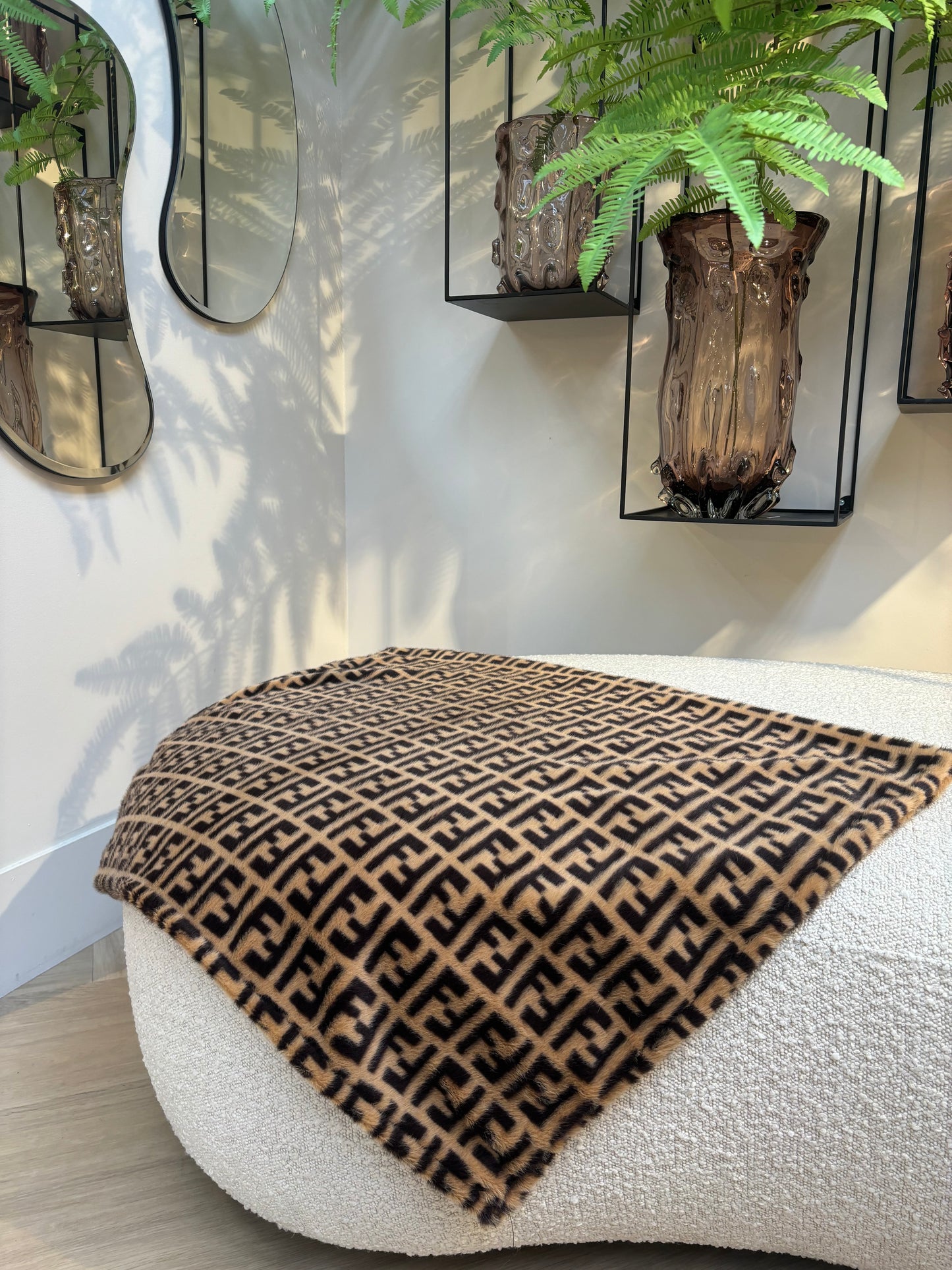 Soft blanket with brown print