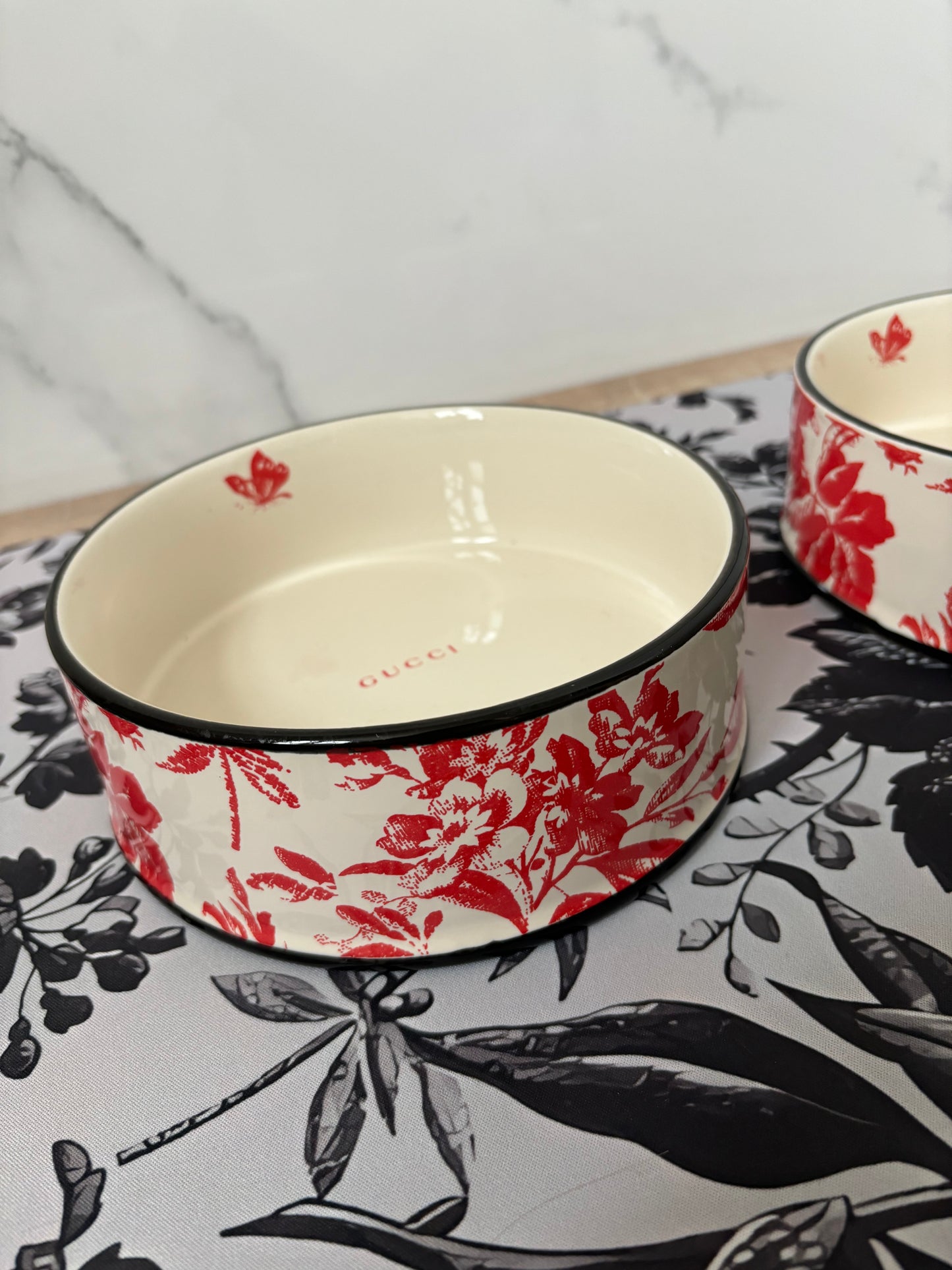 Voer/Drinkbak set met placemat rood