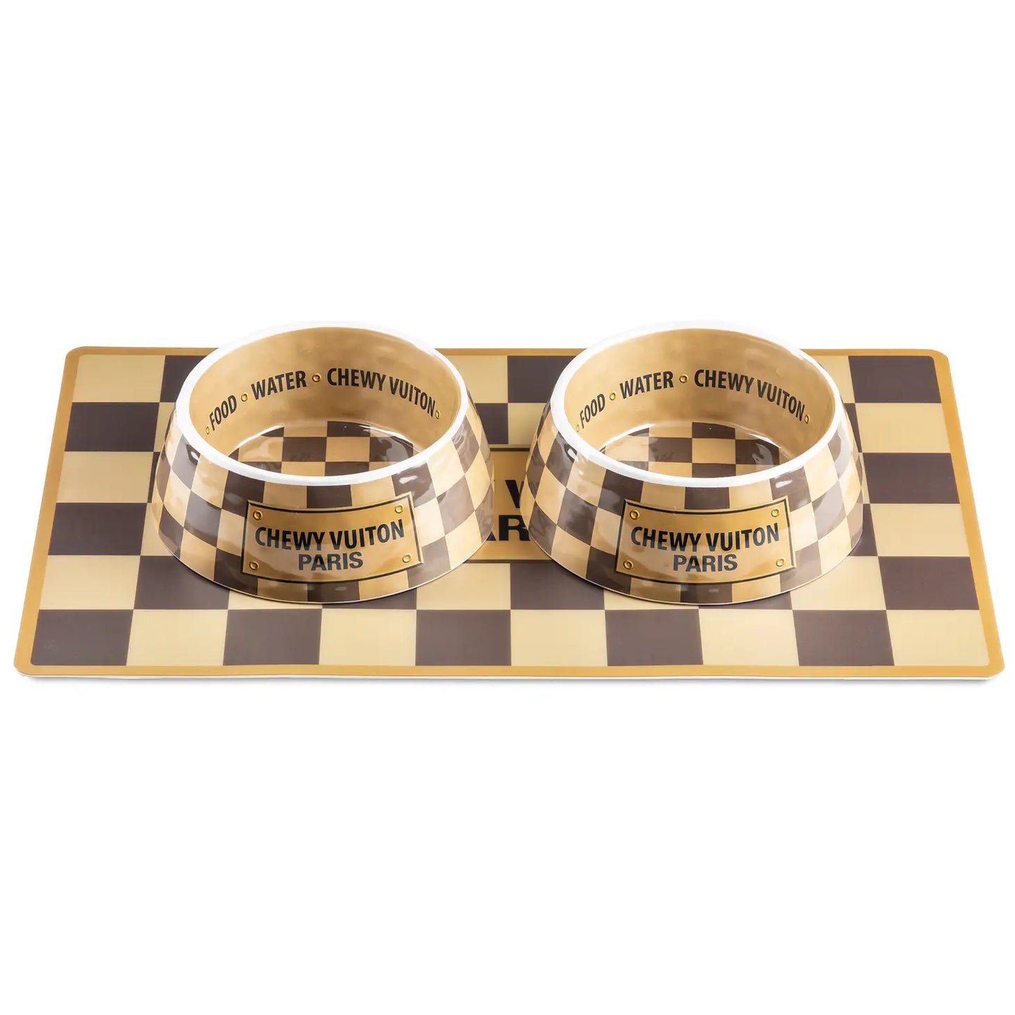 Checker Chewy Vuiton voer/drinkbak set